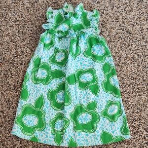 Vintage Liberty House Nalii Honolulu Green and Blue Floral Kids Dress